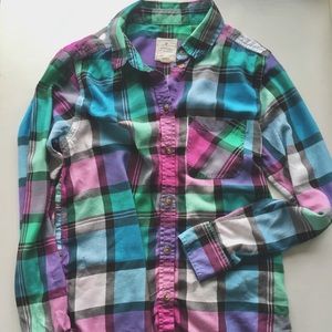 American Eagle Vintage Boyfriend Plaid Button-Down